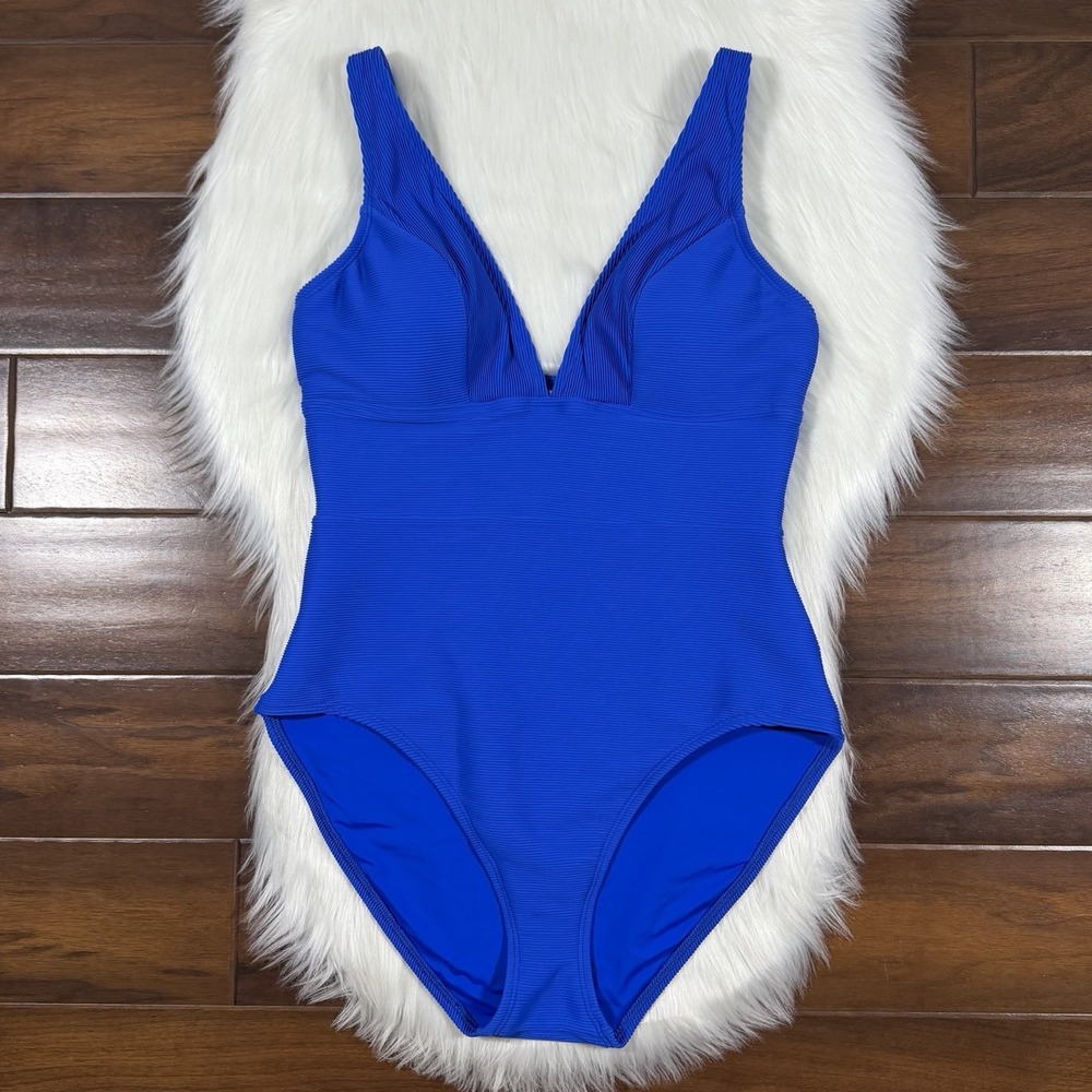 Tommy Bahama Women's Size 16 Beach Blue Ocean Point V Neck One Piece Swimsuit